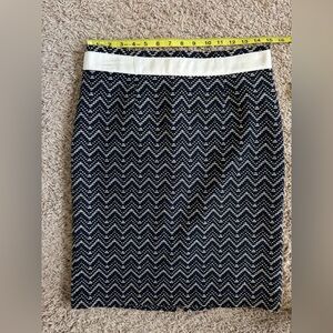 Brooks Brothers Navy and White Chevron Pencil Skirt